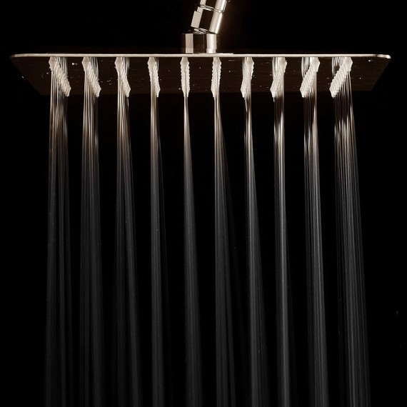 HotelSpa Giant 10" Stainless Steel Rainfall Square Showerhead with 11 inch Solid Brass Adjustable Extension Arm – Brushed Nickel Finish