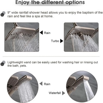 Brushed Nickel Shower Combo - Fixed and Handheld Heads With Grey Faceplates
