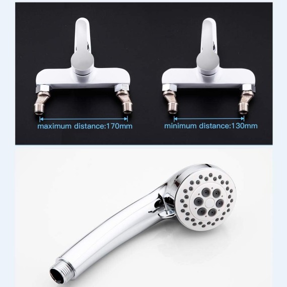 Contemporary Brass Wall Mounted Bathtub Faucet Smooth Single Handle Bathroom Bath Shower Mixer Taps with Handheld Shower,White