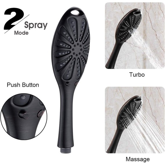 Shower Heads Combo with Rain Fixed Shower Head and Handheld Shower Head, Suction Showerhead Holder, 60 Inch Hose, 2 Spray Settings, Oil-Rubbed Bronze