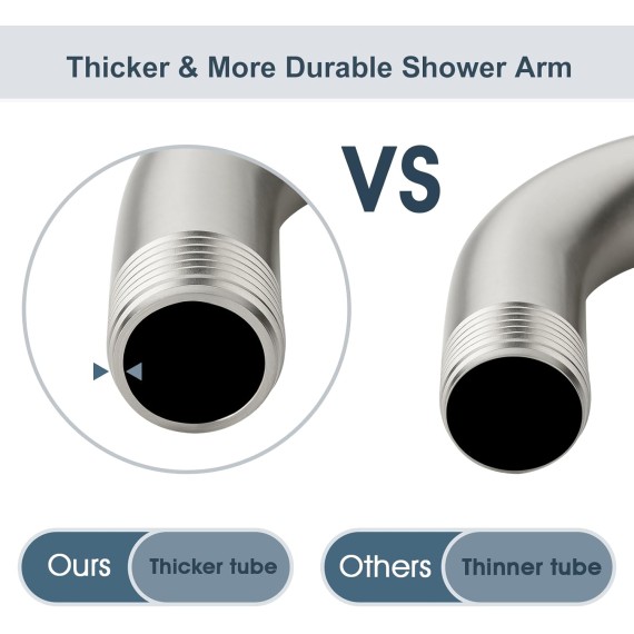 6 Inch Brass Shower Arm with Flange Shower Pipe Arm for Wall Mount Fixed and Handheld Shower Head, Brushed Nickel