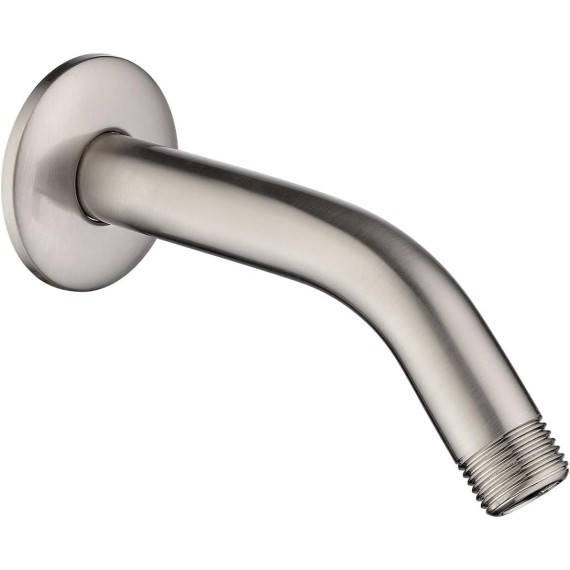 6 Inch Brass Shower Arm with Flange Shower Pipe Arm for Wall Mount Fixed and Handheld Shower Head, Brushed Nickel