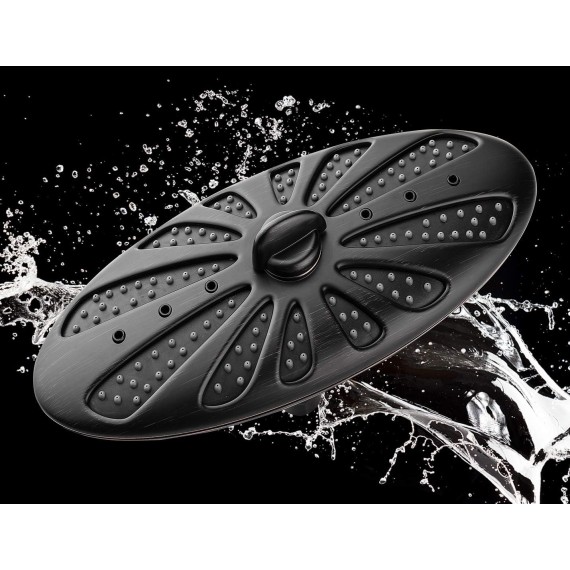 11 Inch Rain Shower Head High Pressure Rainfall Showerhead for Bathroom, Adjustable Brass Swivel Ball Joint, 2 Spray Settings, Easy Tool Free Installation, Oil-Rubbed Bronze