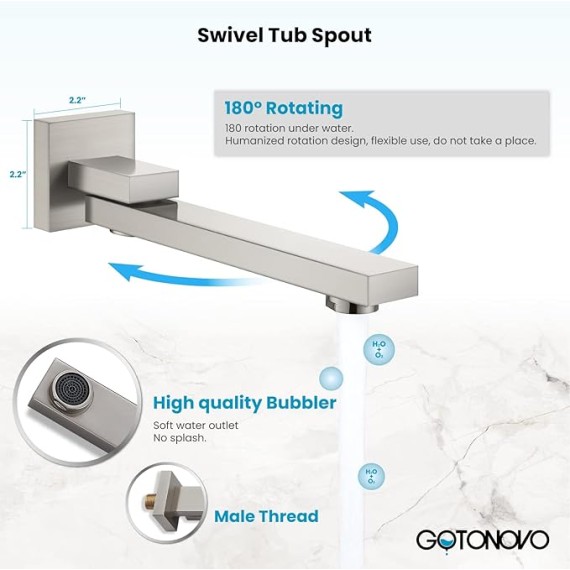 Wall Mounted Bathtub Faucet with Hand Held Sprayer,Tub Shower Faucet Set,Single Handle Bathroom Shower System Mixer for Tub,Rough-In Valve Included Swivel Tub Spout Brushed Nickel