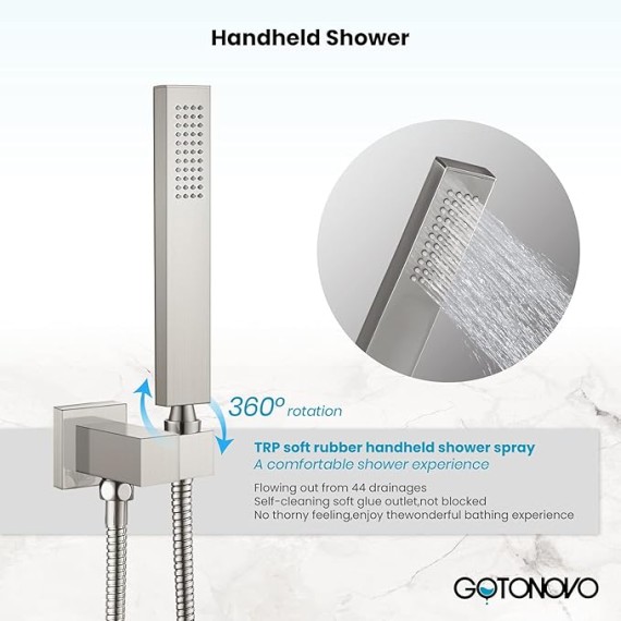 Wall Mounted Bathtub Faucet with Hand Held Sprayer,Tub Shower Faucet Set,Single Handle Bathroom Shower System Mixer for Tub,Rough-In Valve Included Swivel Tub Spout Brushed Nickel