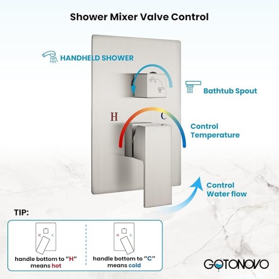 Wall Mounted Bathtub Faucet with Hand Held Sprayer,Tub Shower Faucet Set,Single Handle Bathroom Shower System Mixer for Tub,Rough-In Valve Included Swivel Tub Spout Brushed Nickel