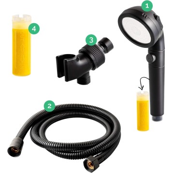 Original EcoPower Shower Head System — Spa Like Ionic Vitamin C Filter to Soften Water, Increase Pressure & Save Water — Showerhead + 4-in-1 Wall Adapter Kit — Matte Black