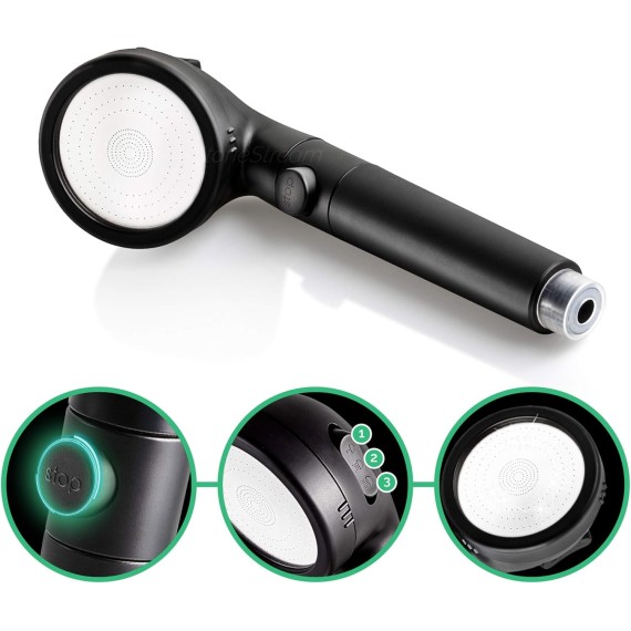 Original EcoPower Shower Head System — Spa Like Ionic Vitamin C Filter to Soften Water, Increase Pressure & Save Water — Showerhead + 4-in-1 Wall Adapter Kit — Matte Black