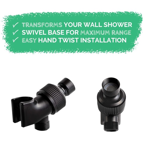 Original EcoPower Shower Head System — Spa Like Ionic Vitamin C Filter to Soften Water, Increase Pressure & Save Water — Showerhead + 4-in-1 Wall Adapter Kit — Matte Black