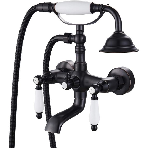 Wall mount Bathtub Faucet With Ceramic Handheld Shower Sprayer Matching with Matte Black Bathroom Bowl Vessl Sink Faucet Stainless Steel Tall Bathroom Faucet