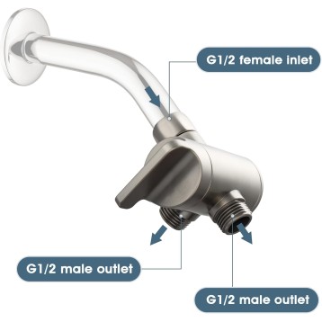 Shower Arm Diverter Valve for Hand held Showerhead and Fixed Spray Head, 3-Way Shower Head Diverter Valve, Brushed Nickel