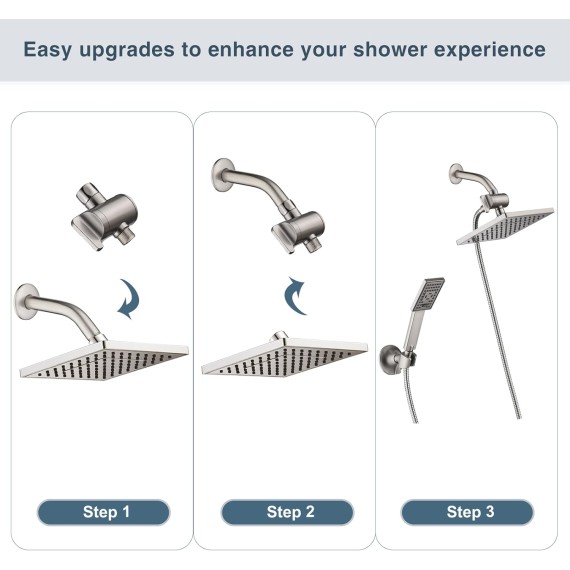 Shower Arm Diverter Valve for Hand held Showerhead and Fixed Spray Head, 3-Way Shower Head Diverter Valve, Brushed Nickel