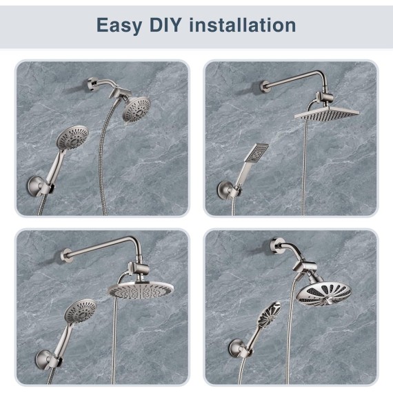 Shower Arm Diverter Valve for Hand held Showerhead and Fixed Spray Head, 3-Way Shower Head Diverter Valve, Brushed Nickel