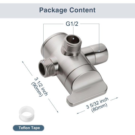 Shower Arm Diverter Valve for Hand held Showerhead and Fixed Spray Head, 3-Way Shower Head Diverter Valve, Brushed Nickel