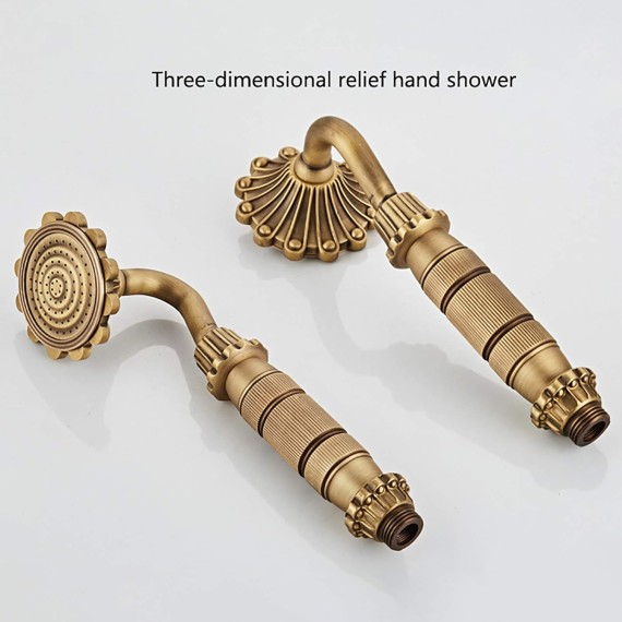 Tub Faucet Antique Bathtub Faucet with Single Cold Water, Double Handle Tub Filler Faucet Brass Tub Tap Wall Mounted Filler Mixer Tap with Handheld Shower