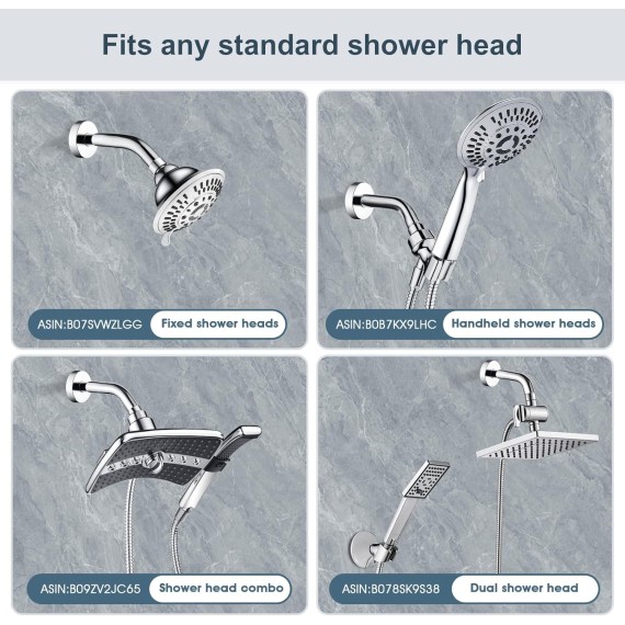 Brass Shower Arm with Flange 6 Inch Wall Mounted Shower Pipe Arm Extension for Fixed Shower Head and Handheld showerhead, Chrome