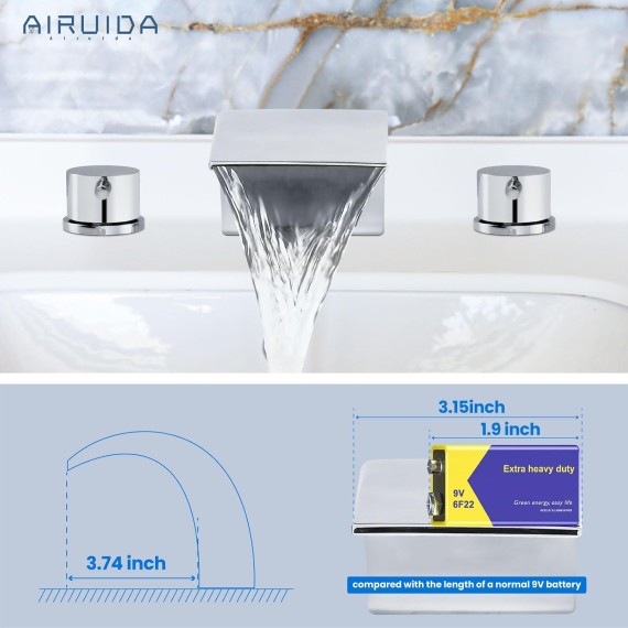Wall Mount Bathtub Faucet Chrome Polish with Handheld Shower Chrome Polish Waterfall Widespread Bathroom Sink Faucet Deck