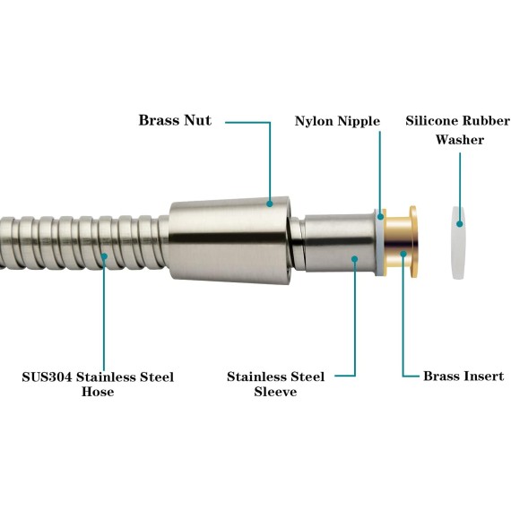 Shower Hose For Hand Held Shower Heads, 79 Inches Cord Extra Long Stainless Steel Hand Shower Hose, Ultra-Flexible Replacement Part with Brass Insert, Brushed Nickel