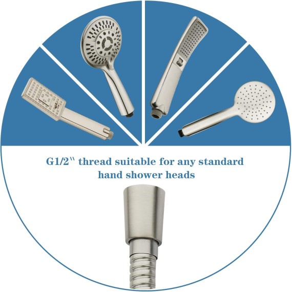 Shower Hose For Hand Held Shower Heads, 79 Inches Cord Extra Long Stainless Steel Hand Shower Hose, Ultra-Flexible Replacement Part with Brass Insert, Brushed Nickel
