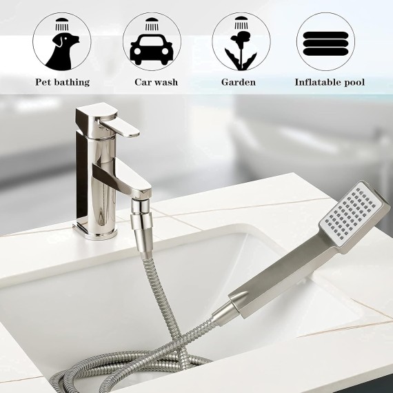 Shower Hose For Hand Held Shower Heads, 79 Inches Cord Extra Long Stainless Steel Hand Shower Hose, Ultra-Flexible Replacement Part with Brass Insert, Brushed Nickel