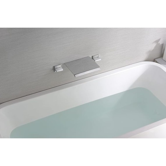 Wall Mount Bathtub Faucet Waterfall Tub Filler Faucet Two Handles High Flow Rate, Rough in Valve Included Chrome Finish