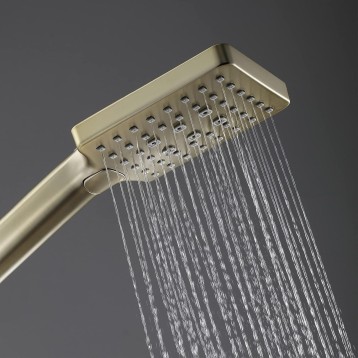 Handheld Shower Head 3 Function Handheld Shower Brushed Gold Handheld Showerhead ABS Square Hand Held Shower Suitable for Hotel Bathroom Gym