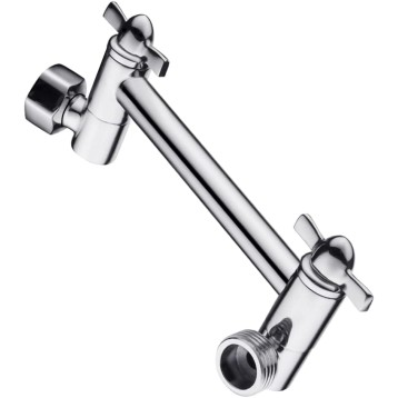 Brass Shower Arm Extender for Rain and Handheld Shower Head, 5 Inch Universal Shower Head Extension Arm, Height & Angle Adjustable, Chrome