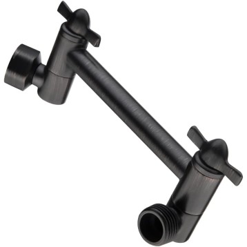 Brass Shower Arm Extender for Rain and Handheld Shower Head, 5 Inch Universal Shower Head Extension Arm, Height & Angle Adjustable, Oil-Rubbed Bronze