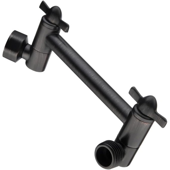 Brass Shower Arm Extender for Rain and Handheld Shower Head, 5 Inch Universal Shower Head Extension Arm, Height & Angle Adjustable, Oil-Rubbed Bronze