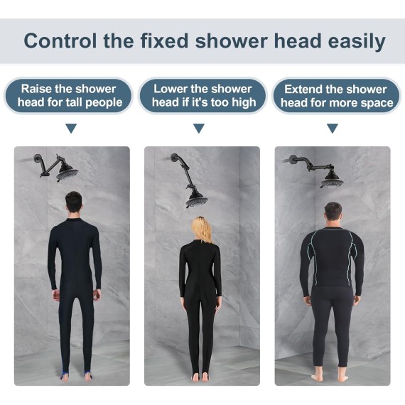 Brass Shower Arm Extender for Rain and Handheld Shower Head, 5 Inch Universal Shower Head Extension Arm, Height & Angle Adjustable, Oil-Rubbed Bronze