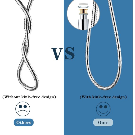 Shower Hose For Hand Held Shower Heads, 59 Inches Cord Stainless Steel Hand Shower Hose, Ultra-Flexible Replacement Part with Brass Insert, Chrome