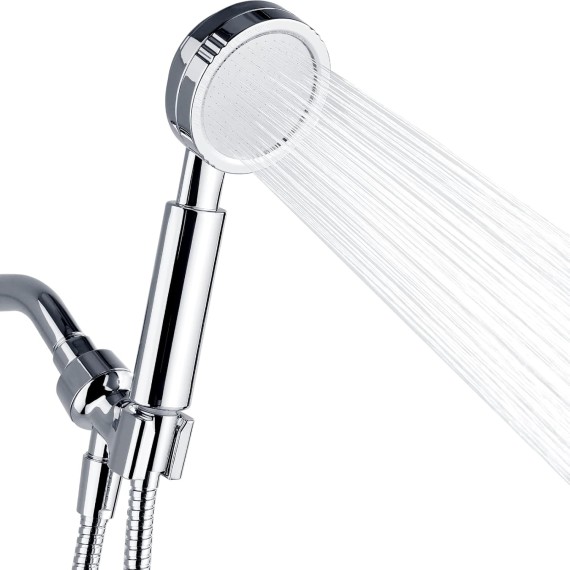 High Pressure Handheld Shower Head Set, Hand Held Showerhead with 60" Long Stainless Steel Shower Hose and Adjustable Wall Bracket, Chrome