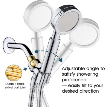 High Pressure Handheld Shower Head Set, Hand Held Showerhead with 60" Long Stainless Steel Shower Hose and Adjustable Wall Bracket, Chrome