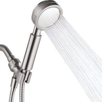 High Pressure Handheld Shower Head Kit, Handheld Rain Shower with 60 Inch Long Stainless Steel Shower Hose and Adjustable Wall Bracket, Brushed Nickel
