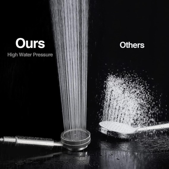 High Pressure Handheld Shower Head Kit, Handheld Rain Shower with 60 Inch Long Stainless Steel Shower Hose and Adjustable Wall Bracket, Brushed Nickel