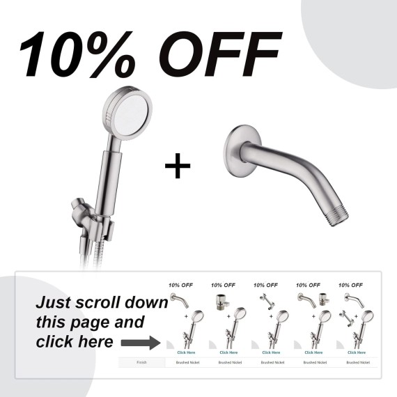 High Pressure Handheld Shower Head Kit, Handheld Rain Shower with 60 Inch Long Stainless Steel Shower Hose and Adjustable Wall Bracket, Brushed Nickel