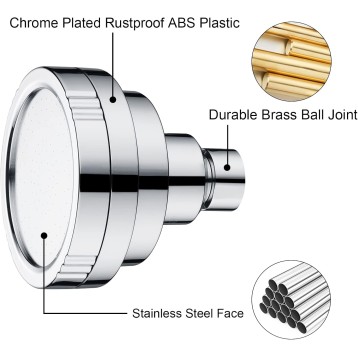 High Pressure Rain Showerhead Fixed Shower Head Angle Adjustable Bathroom Showerhead with Chrome Plated Finish, 1-Min Installation