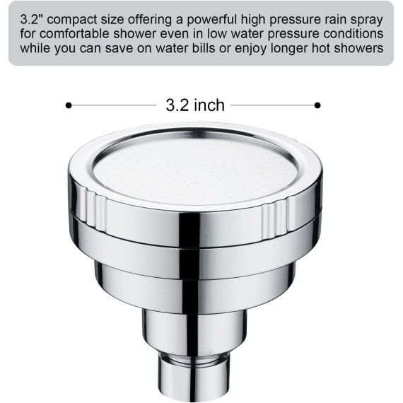 High Pressure Rain Showerhead Fixed Shower Head Angle Adjustable Bathroom Showerhead with Chrome Plated Finish, 1-Min Installation