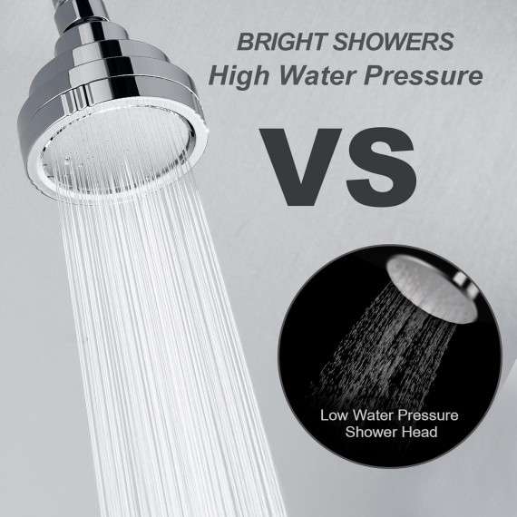 High Pressure Rain Showerhead Fixed Shower Head Angle Adjustable Bathroom Showerhead with Chrome Plated Finish, 1-Min Installation