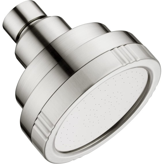 Brushed Nickel High Pressure Rain Showerhead Fixed Shower Head Angle Adjustable Bathroom Showerhead, Tool-Free Installation
