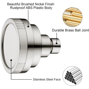 Brushed Nickel High Pressure Rain Showerhead Fixed Shower Head Angle Adjustable Bathroom Showerhead, Tool-Free Installation