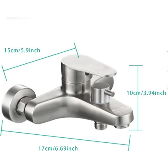 Bathtub Faucet, Wall Mount Shower System Fixtures Stainless Steel Tub Filler with Hand Shower Tub Spout Bathtub Faucet