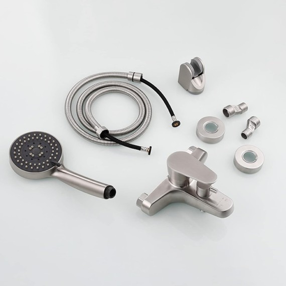 Bathtub Faucet, Wall Mount Shower System Fixtures Stainless Steel Tub Filler with Hand Shower Tub Spout Bathtub Faucet