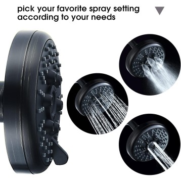 High Pressure Rain Shower Head 3 Spary Settings Fixed Showerhead 4.6 Inches Rainfall Showerhead with Metal Swivel Ball Joint for Luxury Overhead Shower Experience, Oil-Rubbed Bronze