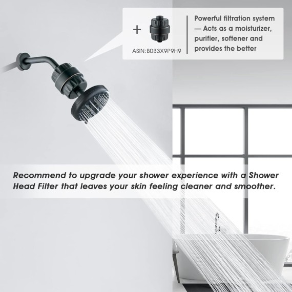 High Pressure Rain Shower Head 3 Spary Settings Fixed Showerhead 4.6 Inches Rainfall Showerhead with Metal Swivel Ball Joint for Luxury Overhead Shower Experience, Oil-Rubbed Bronze