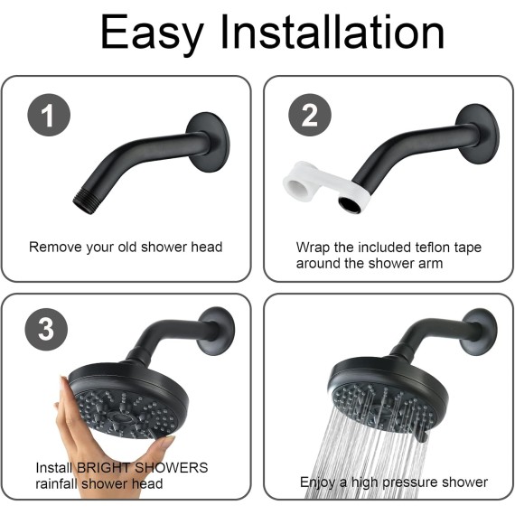 High Pressure Rain Shower Head 3 Spary Settings Fixed Showerhead 4.6 Inches Rainfall Showerhead with Metal Swivel Ball Joint for Luxury Overhead Shower Experience, Oil-Rubbed Bronze