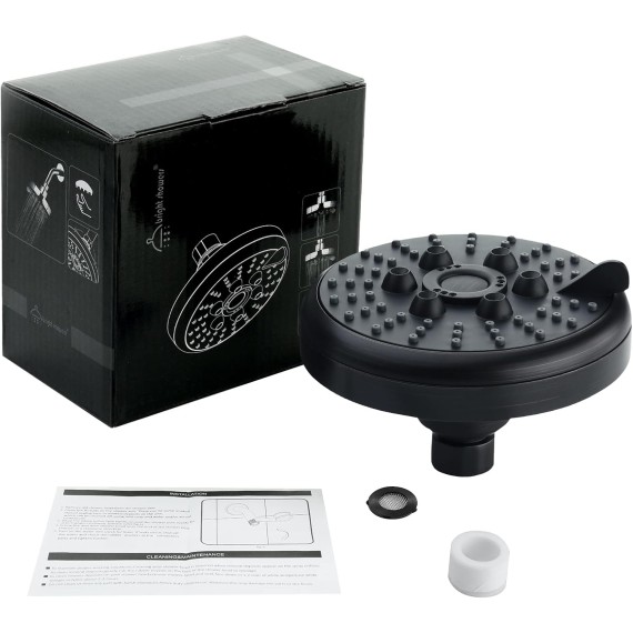 High Pressure Rain Shower Head 3 Spary Settings Fixed Showerhead 4.6 Inches Rainfall Showerhead with Metal Swivel Ball Joint for Luxury Overhead Shower Experience, Oil-Rubbed Bronze