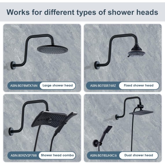 13 Inch Shower Head Extension Arm with Flange S Shaped High Rise Extender, Long Stainless Steel Rainfall Shower Head Pipe Arm, Oil-Rubbed Bronze