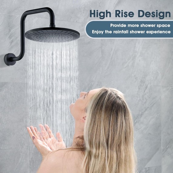 13 Inch Shower Head Extension Arm with Flange S Shaped High Rise Extender, Long Stainless Steel Rainfall Shower Head Pipe Arm, Oil-Rubbed Bronze