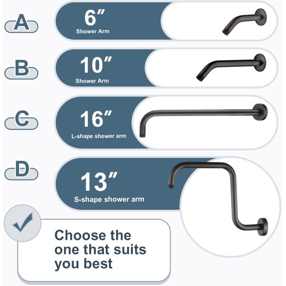 13 Inch Shower Head Extension Arm with Flange S Shaped High Rise Extender, Long Stainless Steel Rainfall Shower Head Pipe Arm, Oil-Rubbed Bronze
